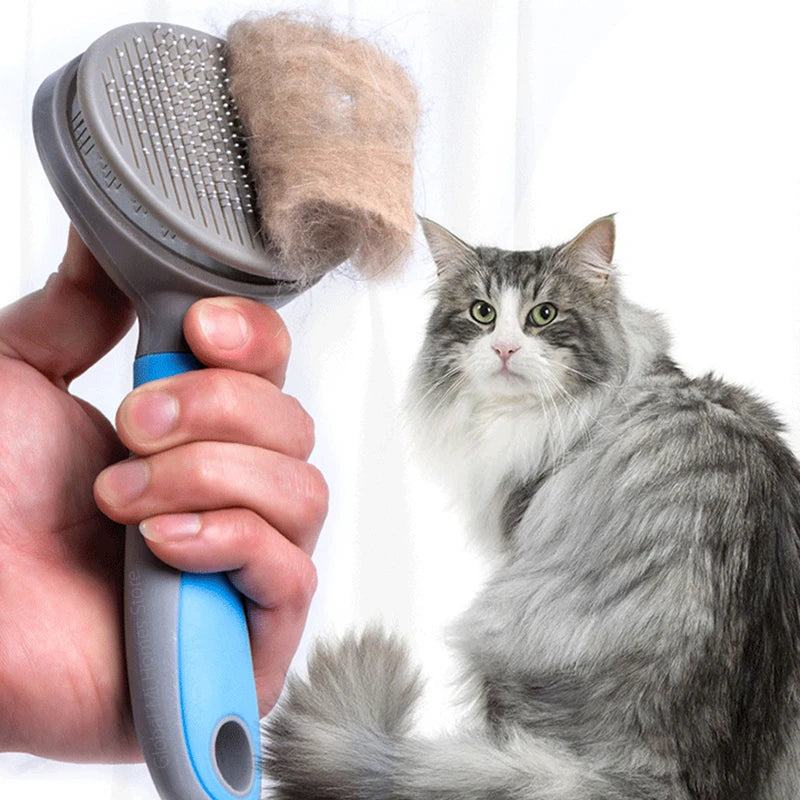 ModiLabs self-cleaning pet grooming brush with retractable bristles for cats and dogs