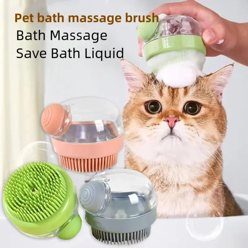 ModiLabs silicone pet bath brush with built-in shampoo dispenser