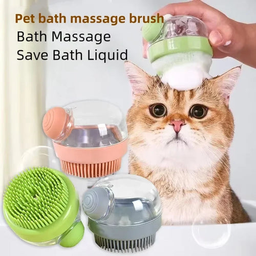 ModiLabs silicone pet bath brush with built-in shampoo dispenser